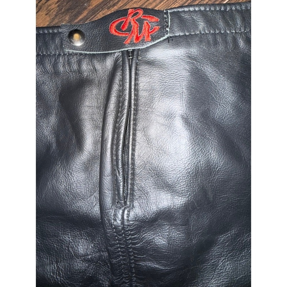 Vintage Genuine Leather Mini Skirt Black Soft‎ Leather Back Zip 28" Waist - Picture 3 of 7
